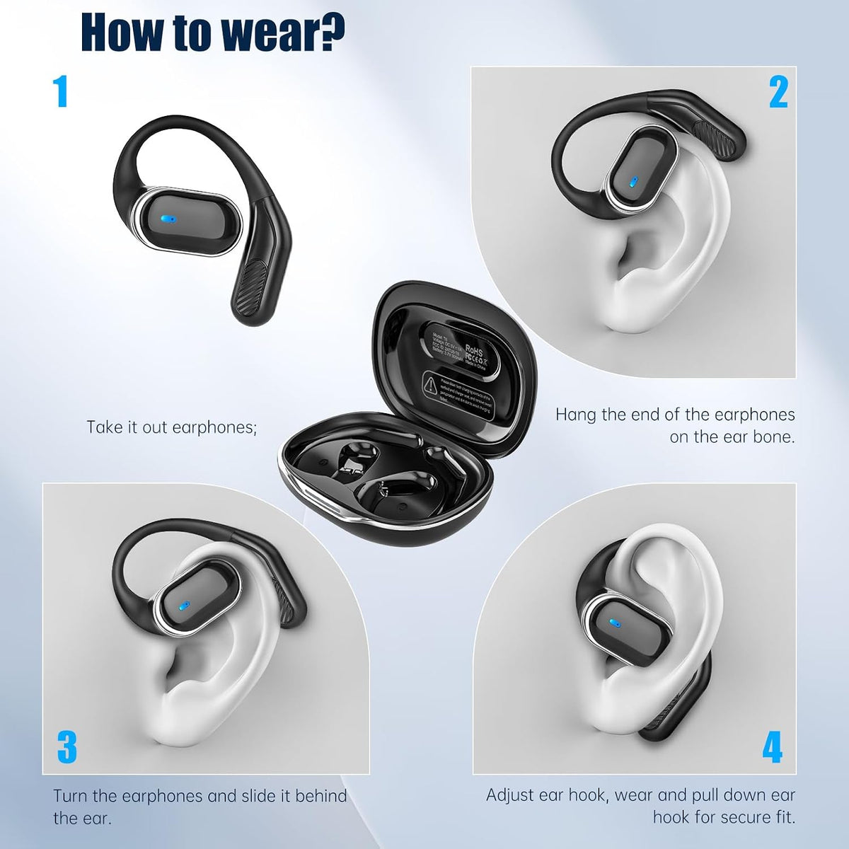 TRAUSI Auriculares inalámbricos Bluetooth 5.4, IPX7 impermeables co...