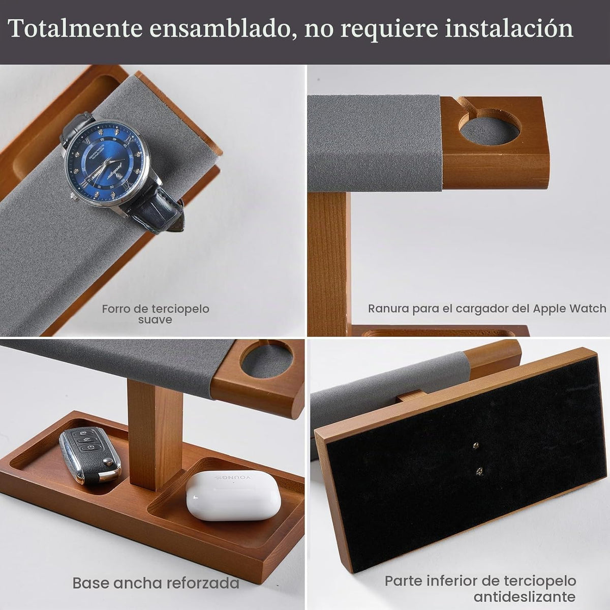 ProCase Soporte de exhibición de reloj de madera para hombres, torr...
