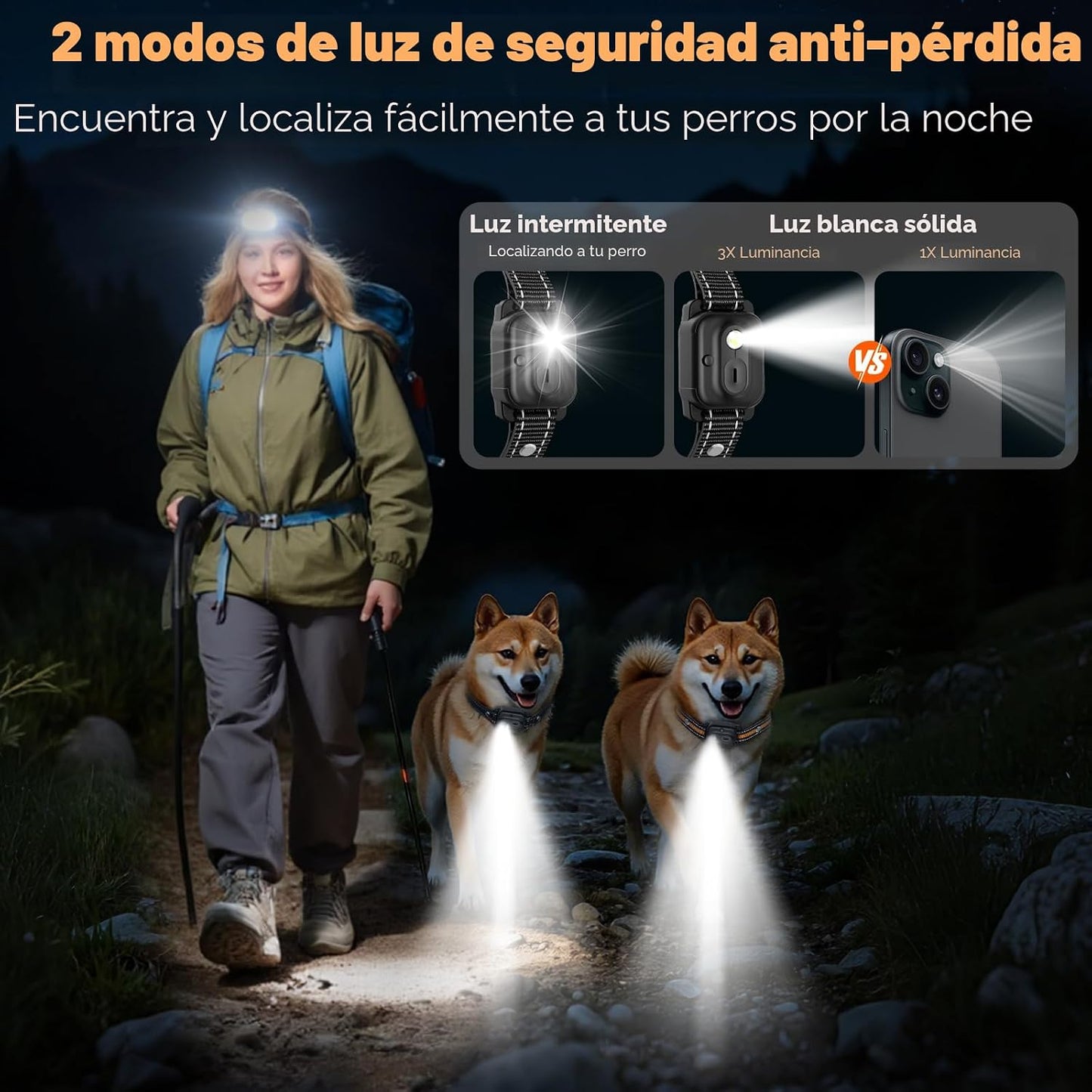 Collar de choque para perros, collar de entrenamiento para perros d...