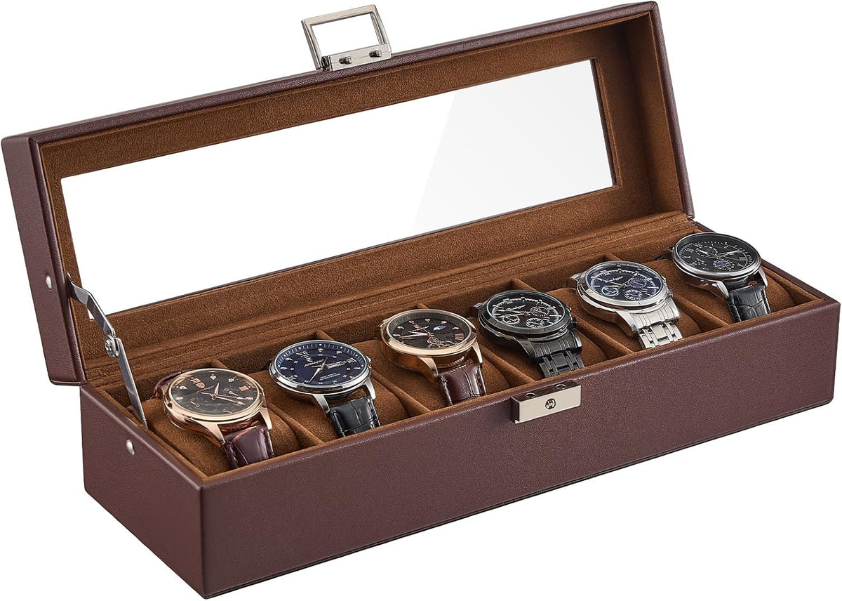 ProCase Caja de reloj con 6 ranuras para hombre - Espresso | Organi...