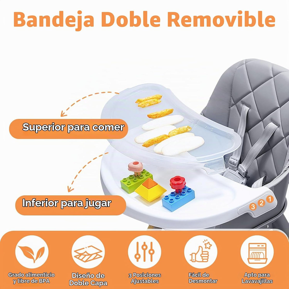 Silla alta Babyliebe para bebé, silla alta de madera convertible 8...