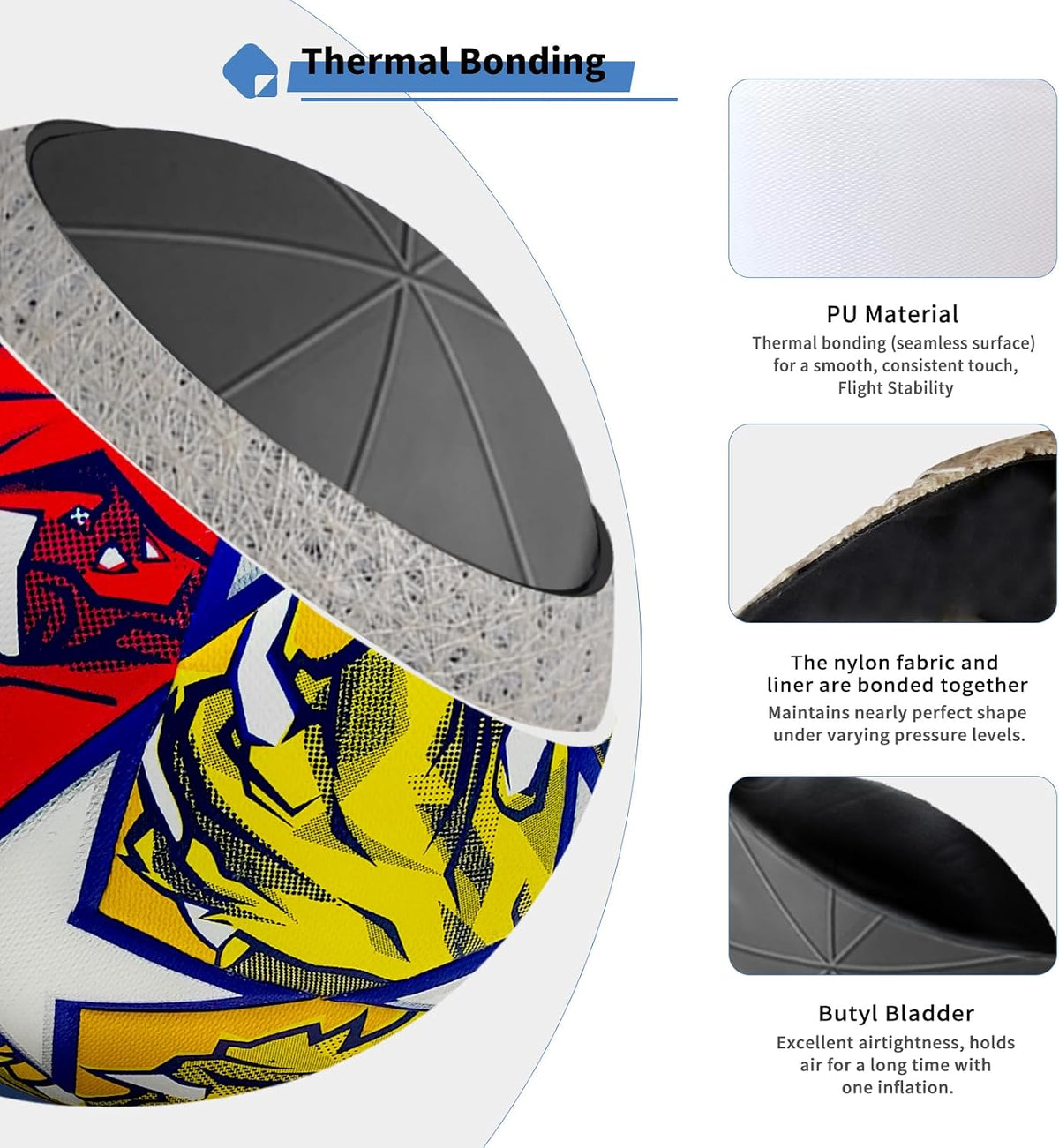 XAVOLENT Balón de fútbol profesional Tamaño 5,4 | Pelota de entrena...
