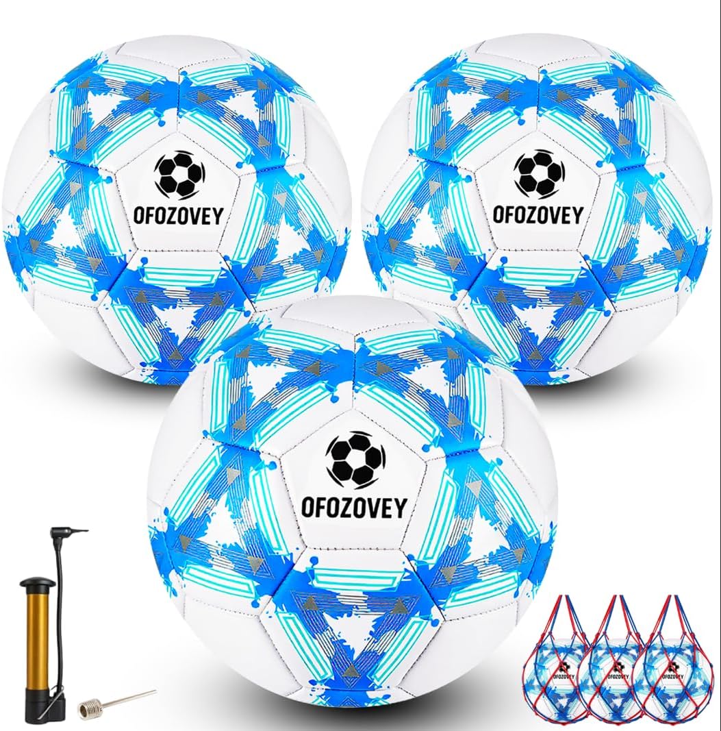 OFOZOVEY Balón de fútbol tamaño 5 paquete de tres, balón de fútbol...