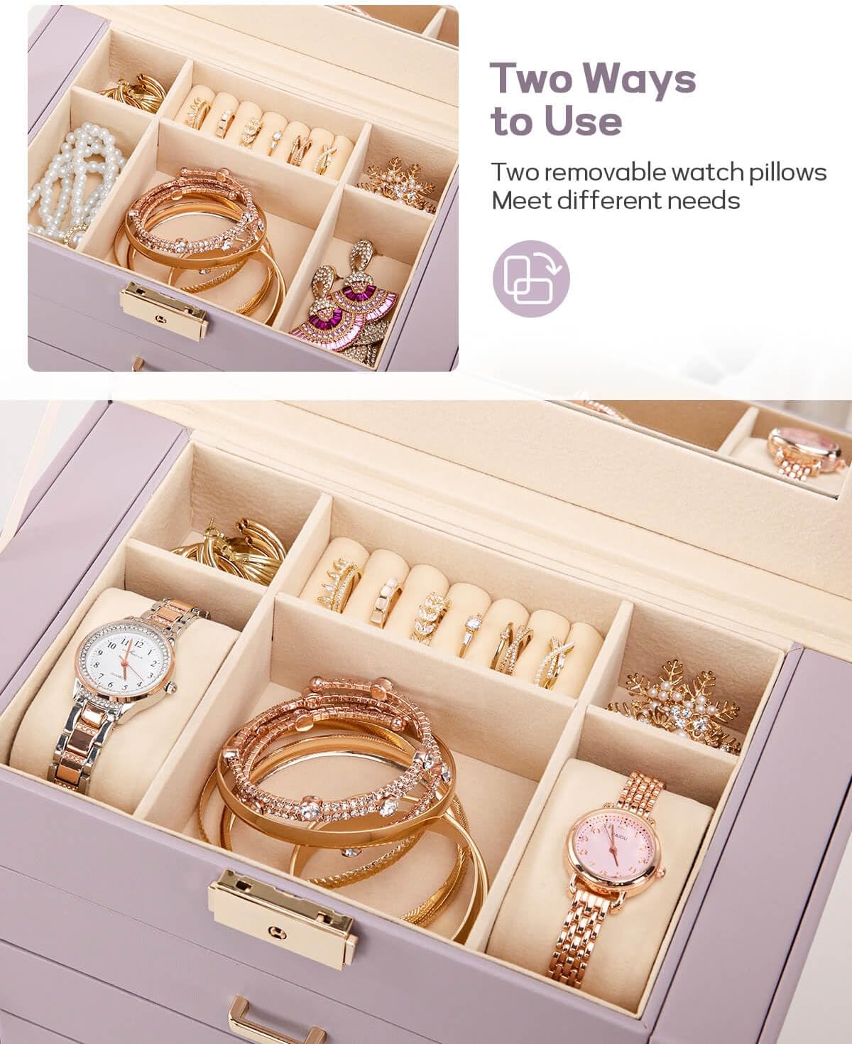 Homde Regalos de Navidad Caja de Joyas Enorme de Cuero Sintético Or...