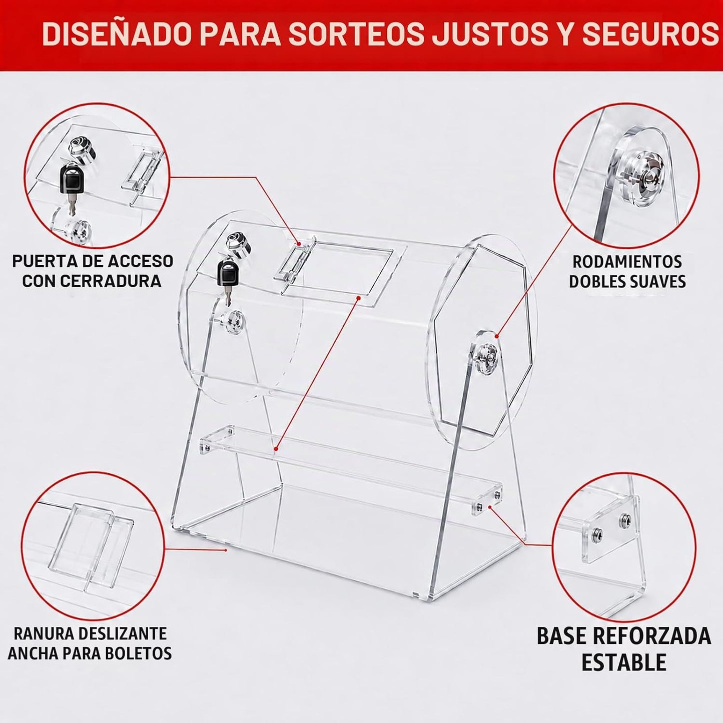 El tambor de la rifa sostiene 2000 boletos, caja giratoria de la ri...