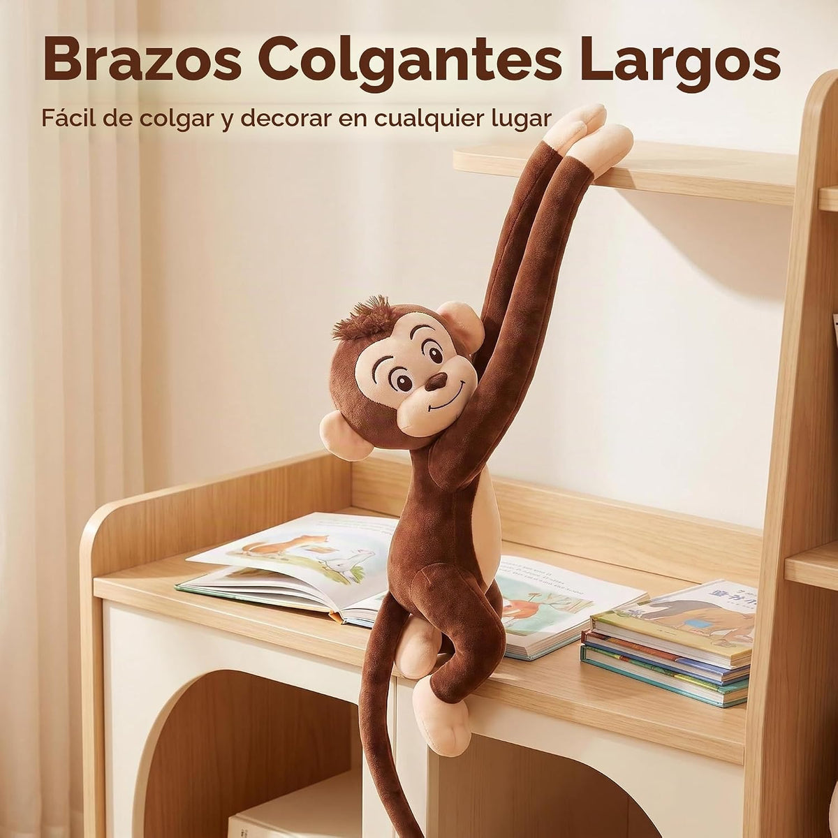Hgplvxj - Mono de peluche de brazo largo colgante, muñeco de peluch...
