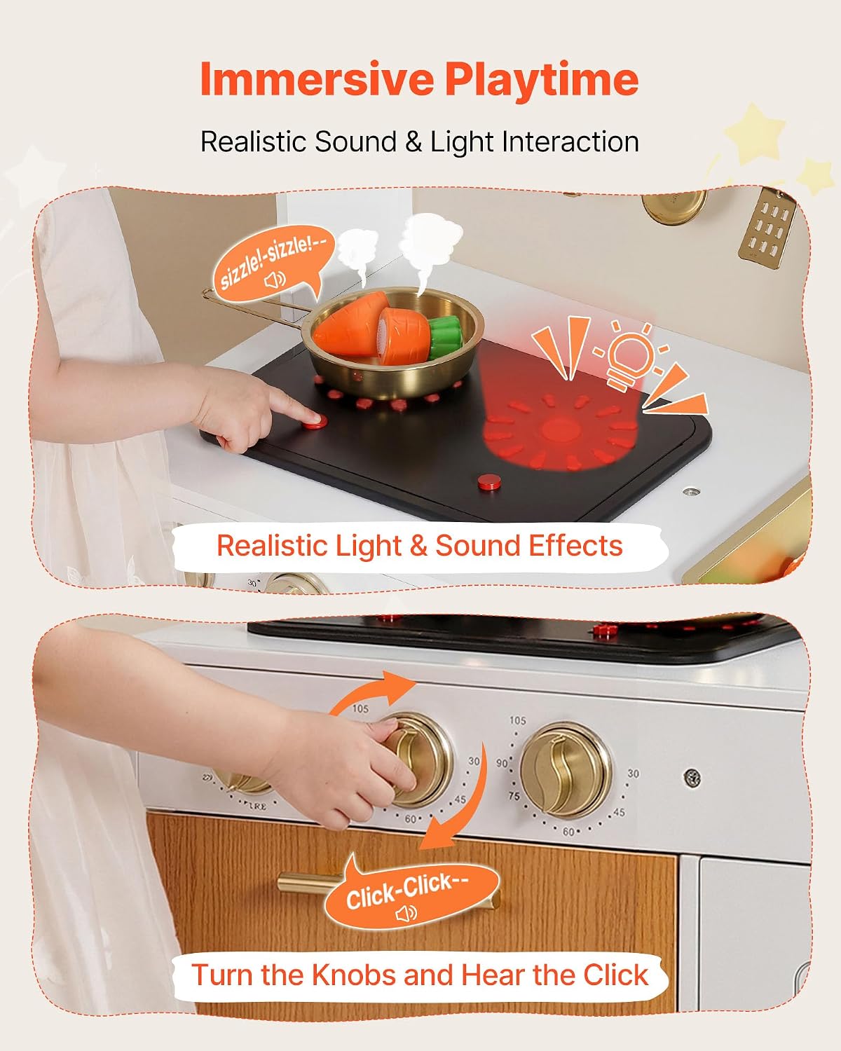 VEVOR Juego de cocina para niños, juego de cocina de madera para ni...