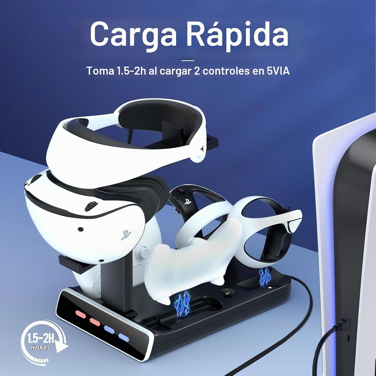 Base de carga de controlador 3 en 1 para PSVR2 y PS5, pantalla de s...