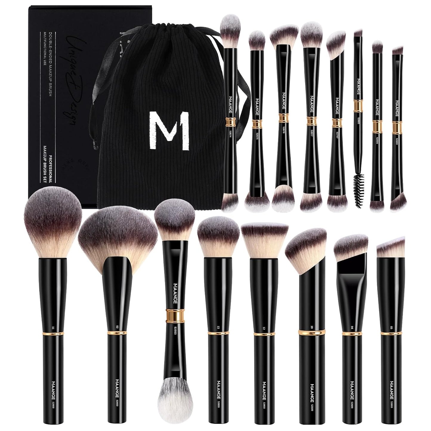 MAANGE Set de brochas de maquillaje 16 piezas, juego de brochas pro...