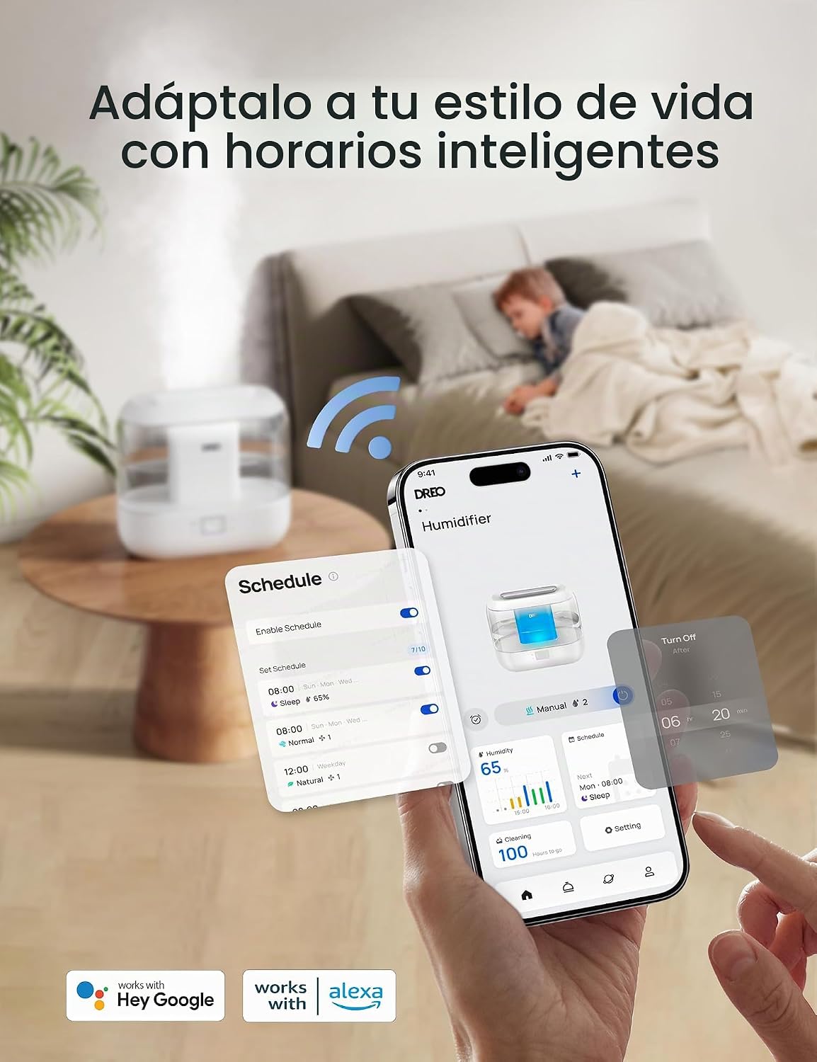 DREO Humidificadores inteligentes para dormitorio, humidificador de...