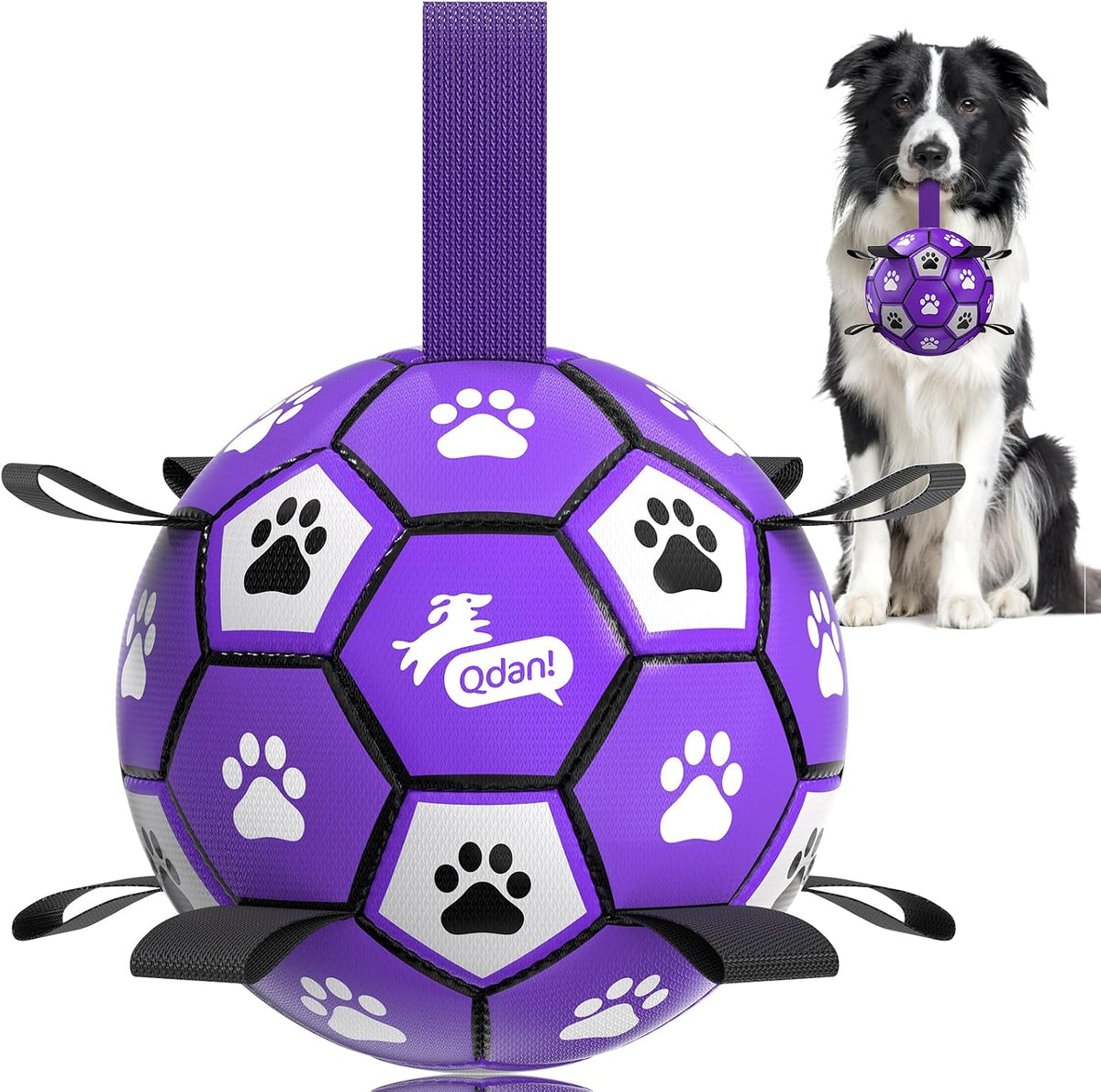 QDAN Juguetes para Perros Pelota de Fútbol con Correas - Juguete de...