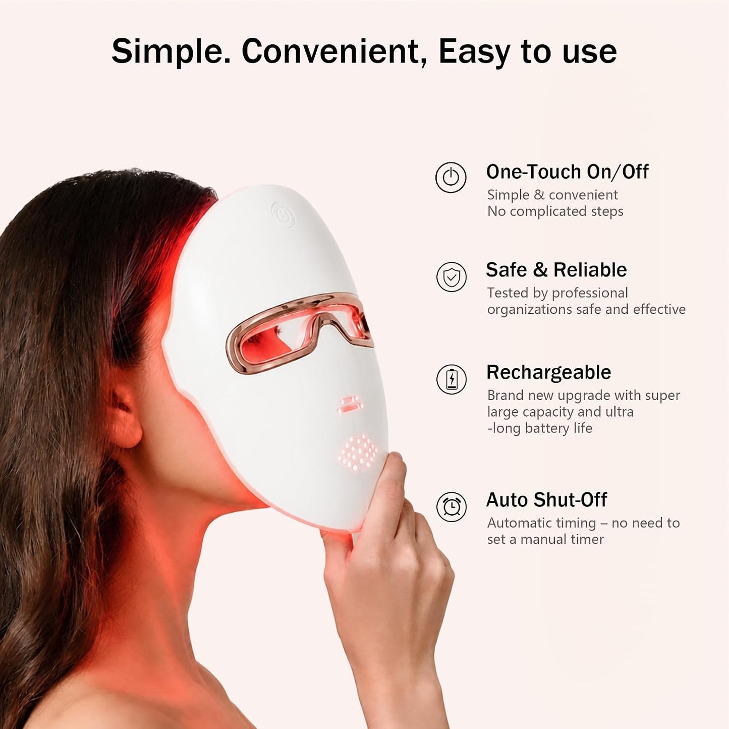 Aimilove Máscara de terapia de luz roja para cara, 850nmNIR trata e...