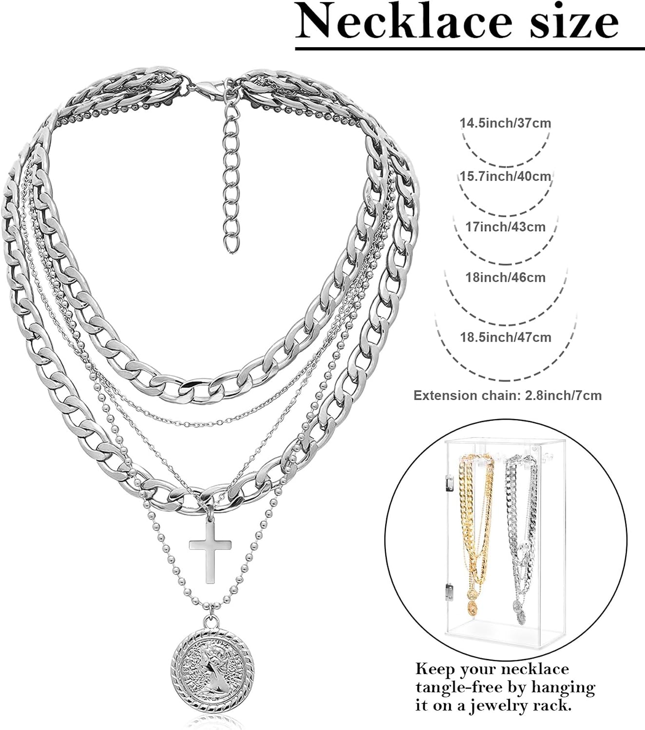 MJartoria Collares de oro en capas para mujer, collar con colgante...