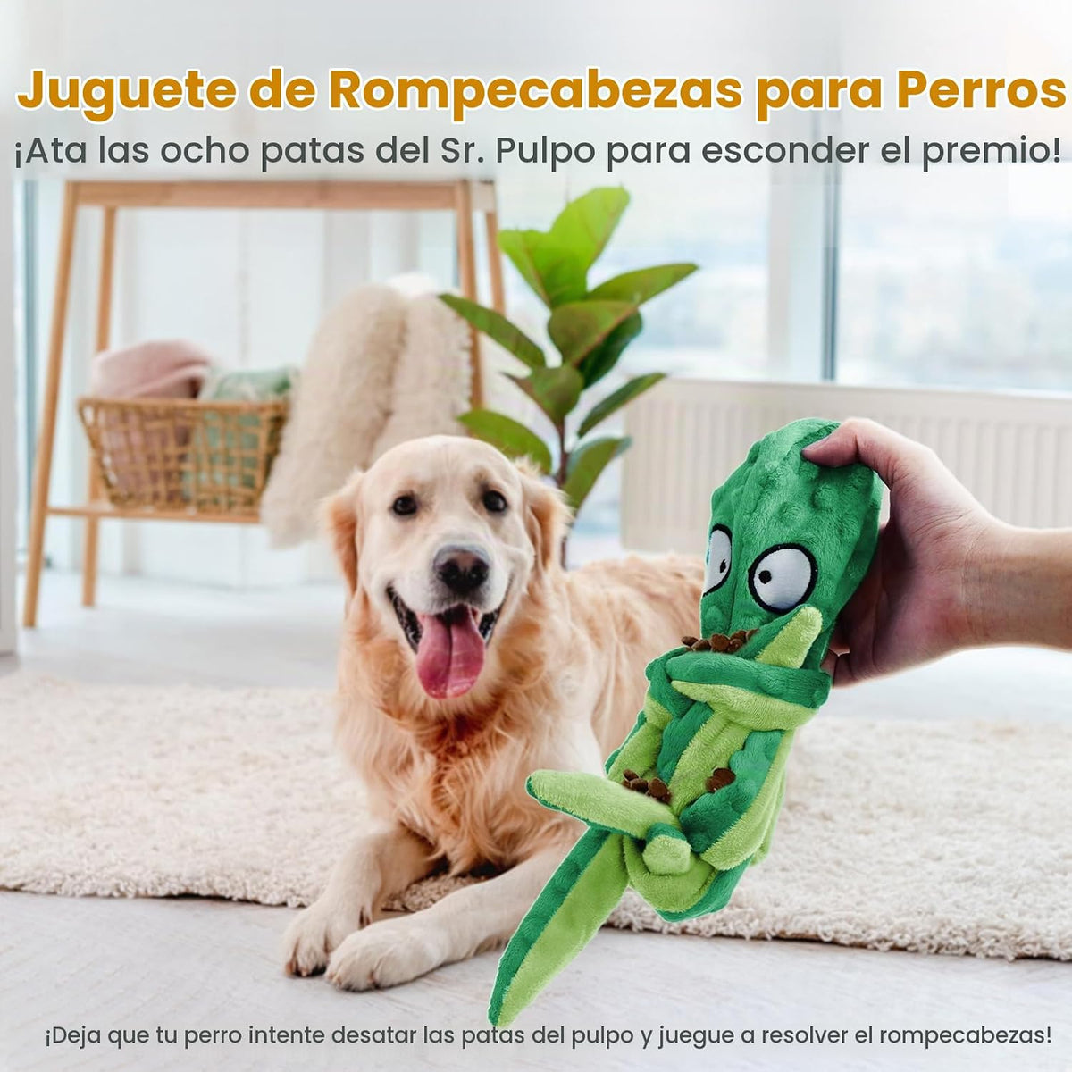 HGB Juguetes chirriantes para perros, sin relleno, pulpo arrugado p...