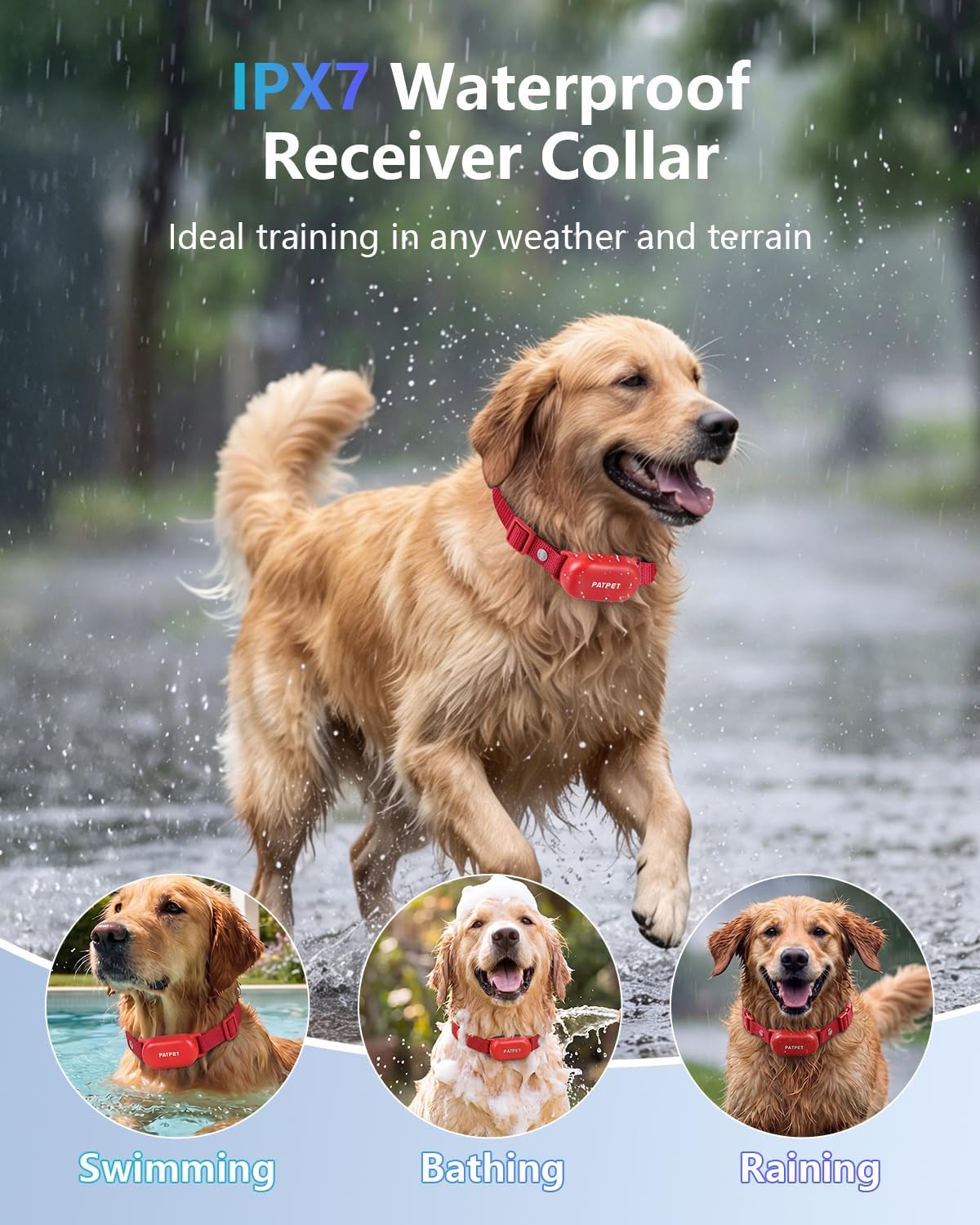 PATPET Collar de choque para perros, collar de entrenamiento de per...