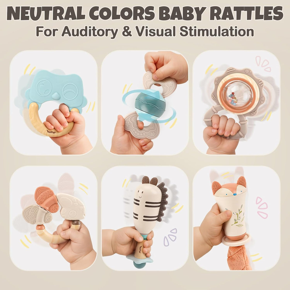 Juego de sonajeros y mordedores para bebés de 0 a 6 meses, juguetes...