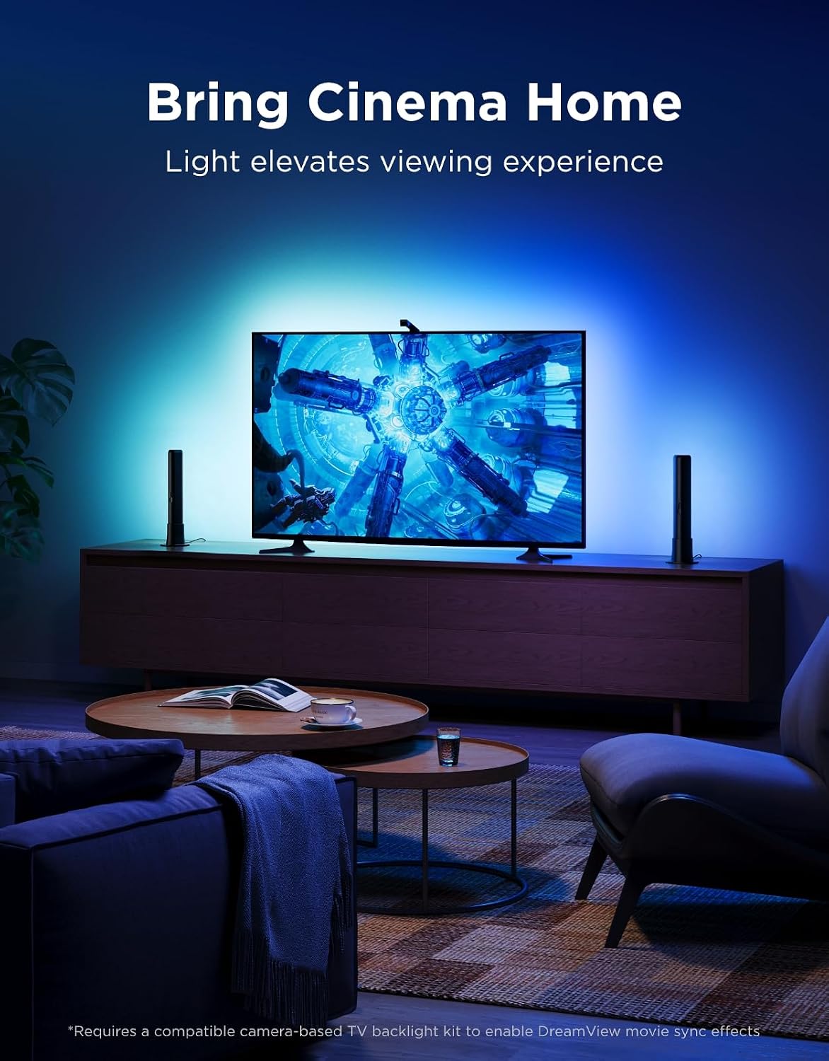 Govee Barra de luz inteligente, luces de TV RGBICWW para sala de es...