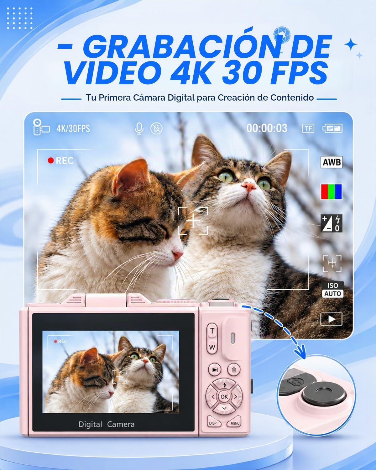 ULPTXOO Cámara digital 4K para principiantes y adolescentes, cámara...