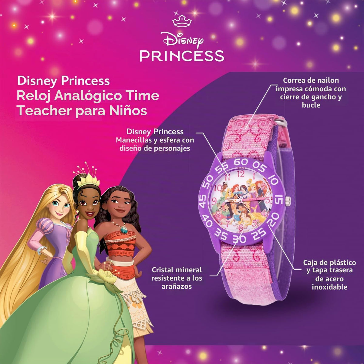 Reloj de princesas de Disney para niñas \u2013 para niños\u2019 Rel...
