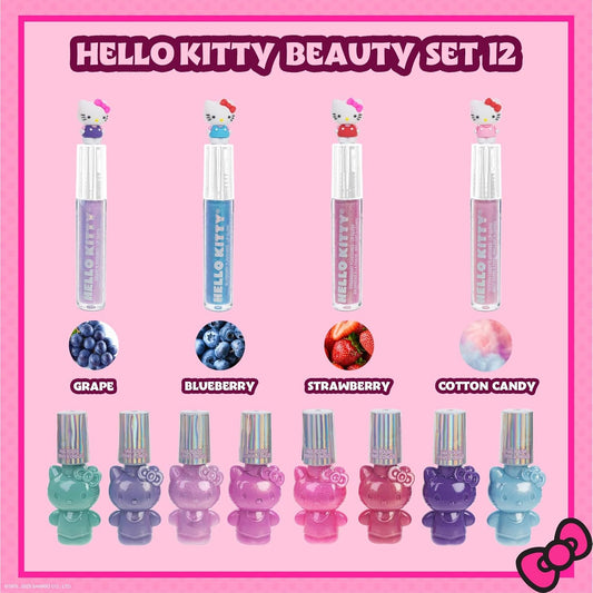 Hello Kitty - Juego de maquillaje con esmalte de uñas y brillo de l...