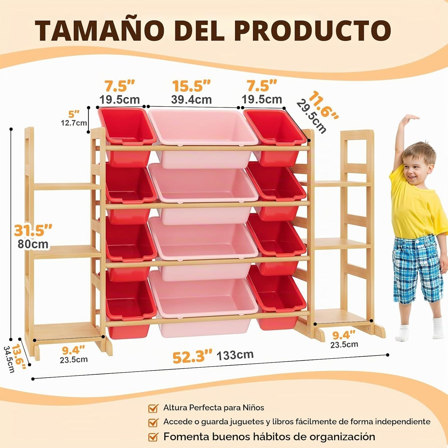 Ratulie Organizador grande de almacenamiento de juguetes para niños...
