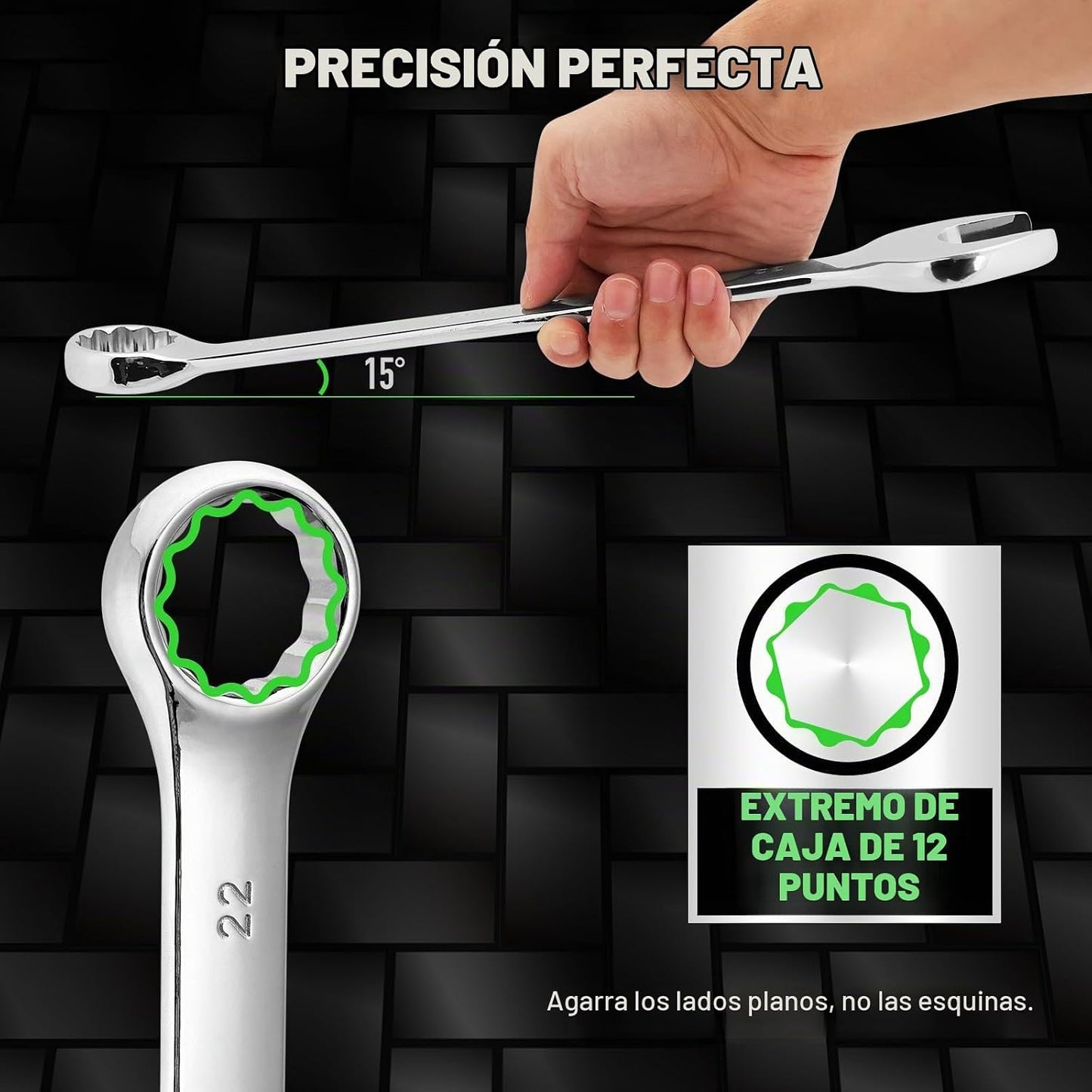 SWANLAKE - Juego de llaves combinadas de 30 piezas, métricas y SAE...