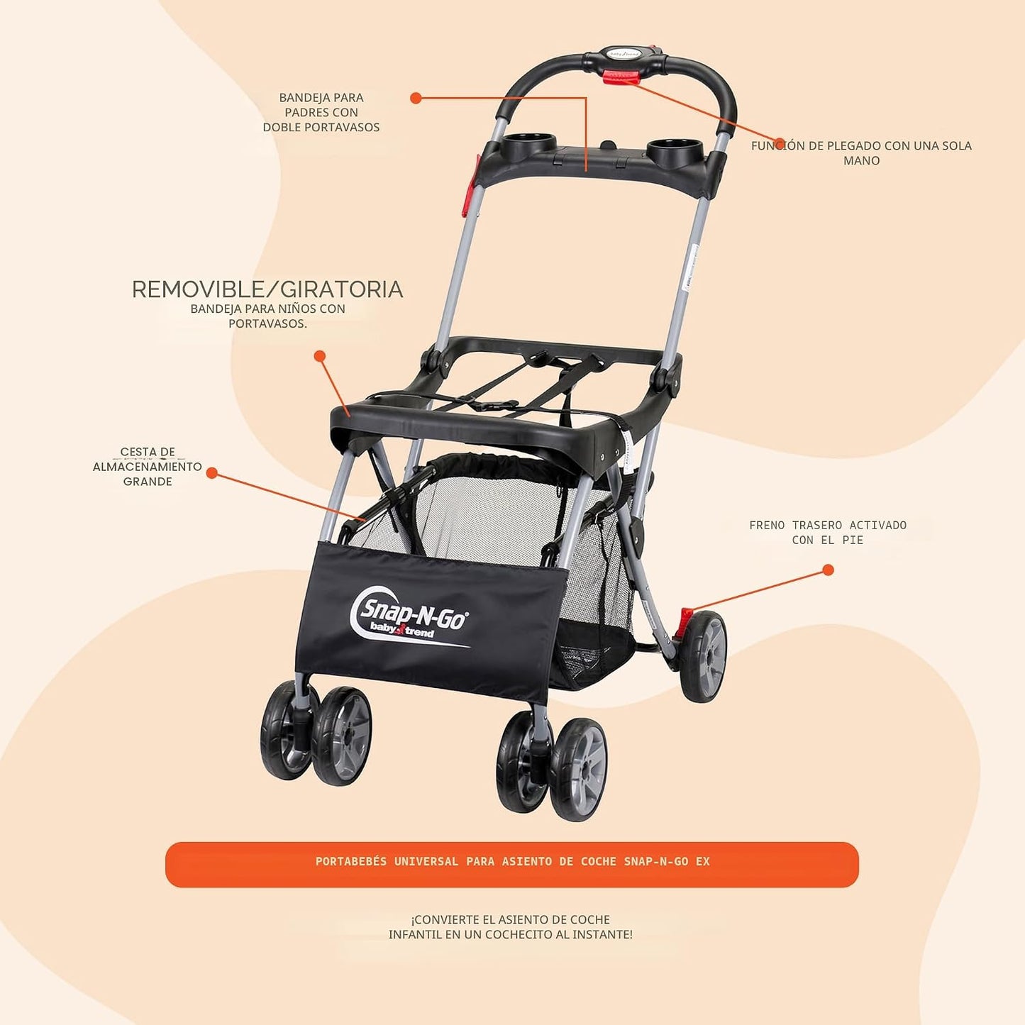 Baby Trend Snap n Go, Asiento infantil para coche universal EX Carr...