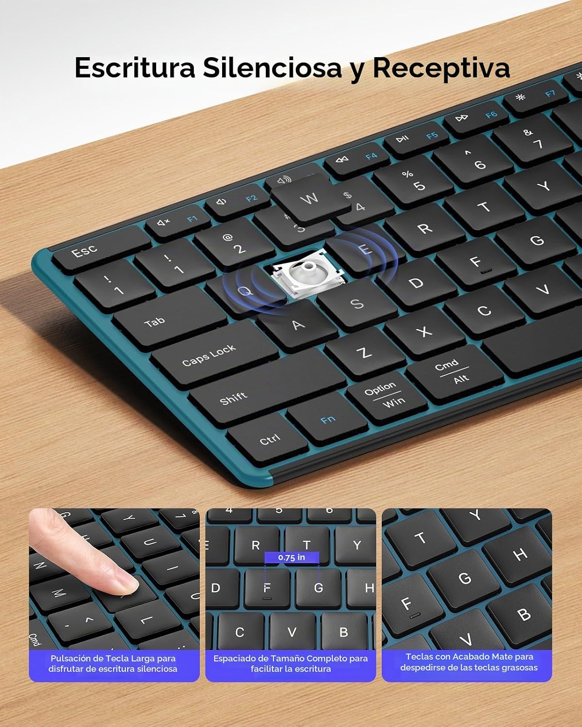 seenda SKM64-3 Combo de teclado inalámbrico Bluetooth y mouse para...