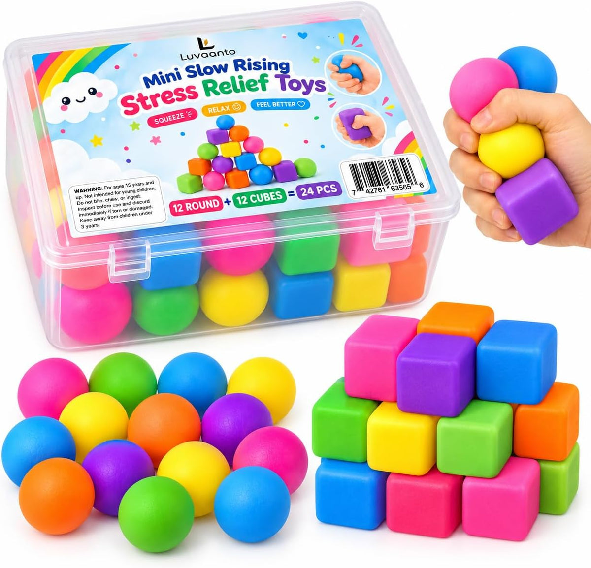 Paquete de 24 juegos para aliviar el estrés para adultos, 12 cubos...