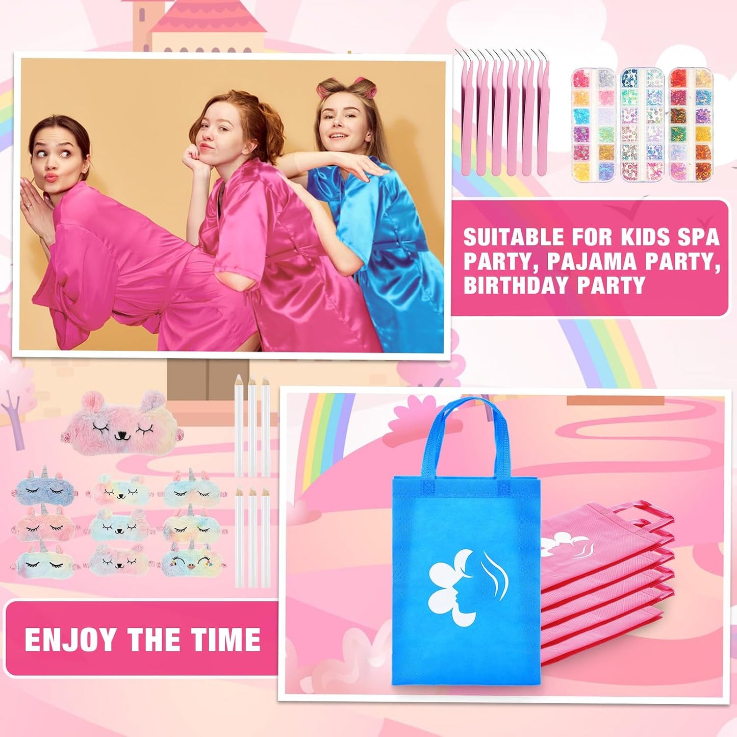 Suhine Juego de 6 juegos de spa para niñas, suministros para fiesta...
