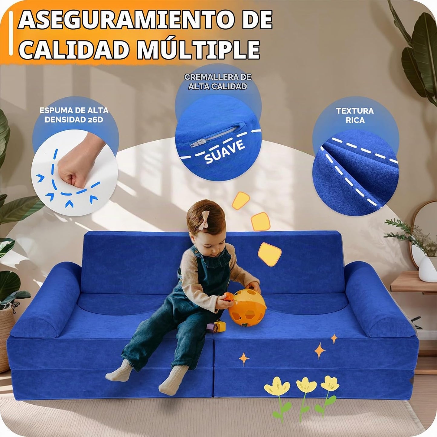 Winhomish Sofá infantil modular de 12 piezas para dormitorio, color...