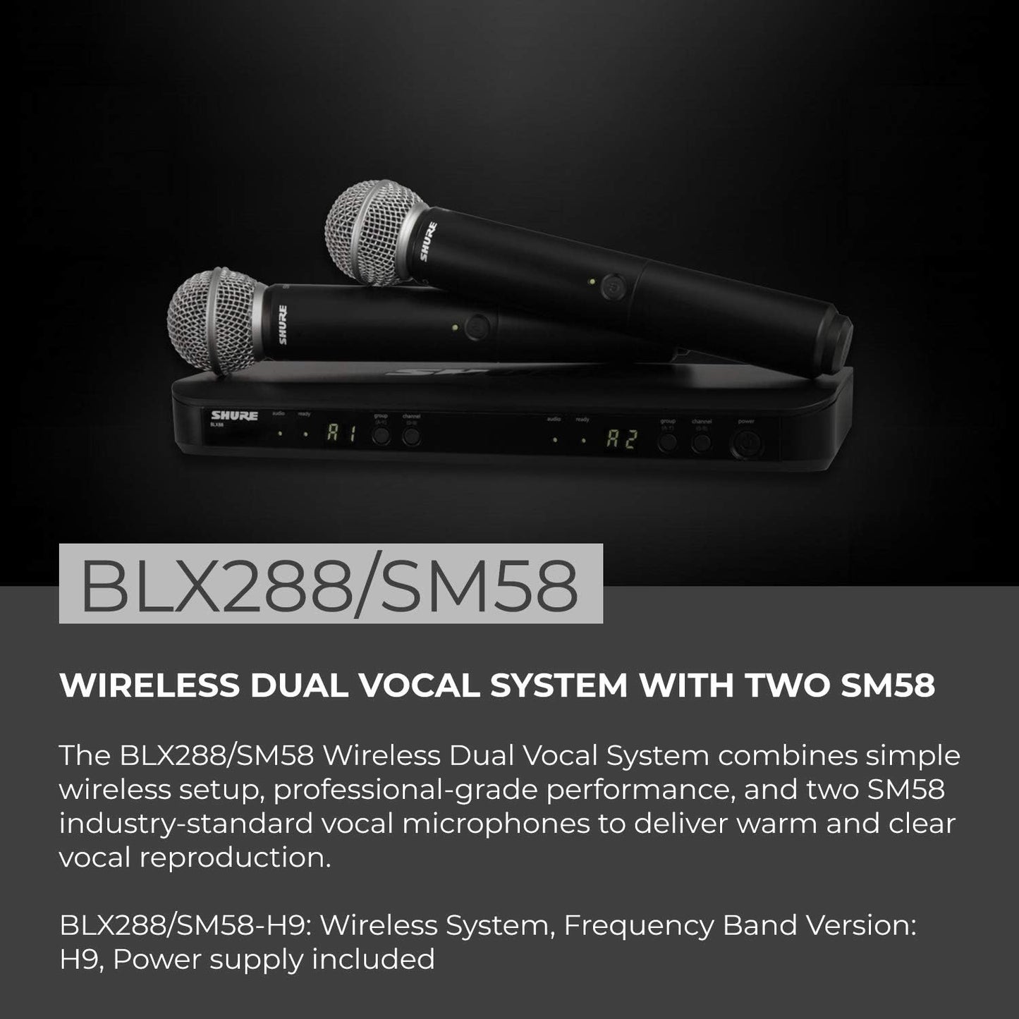 Sistema de micrófono inalámbrico Shure BLX288\/SM58 - Vida de bater...