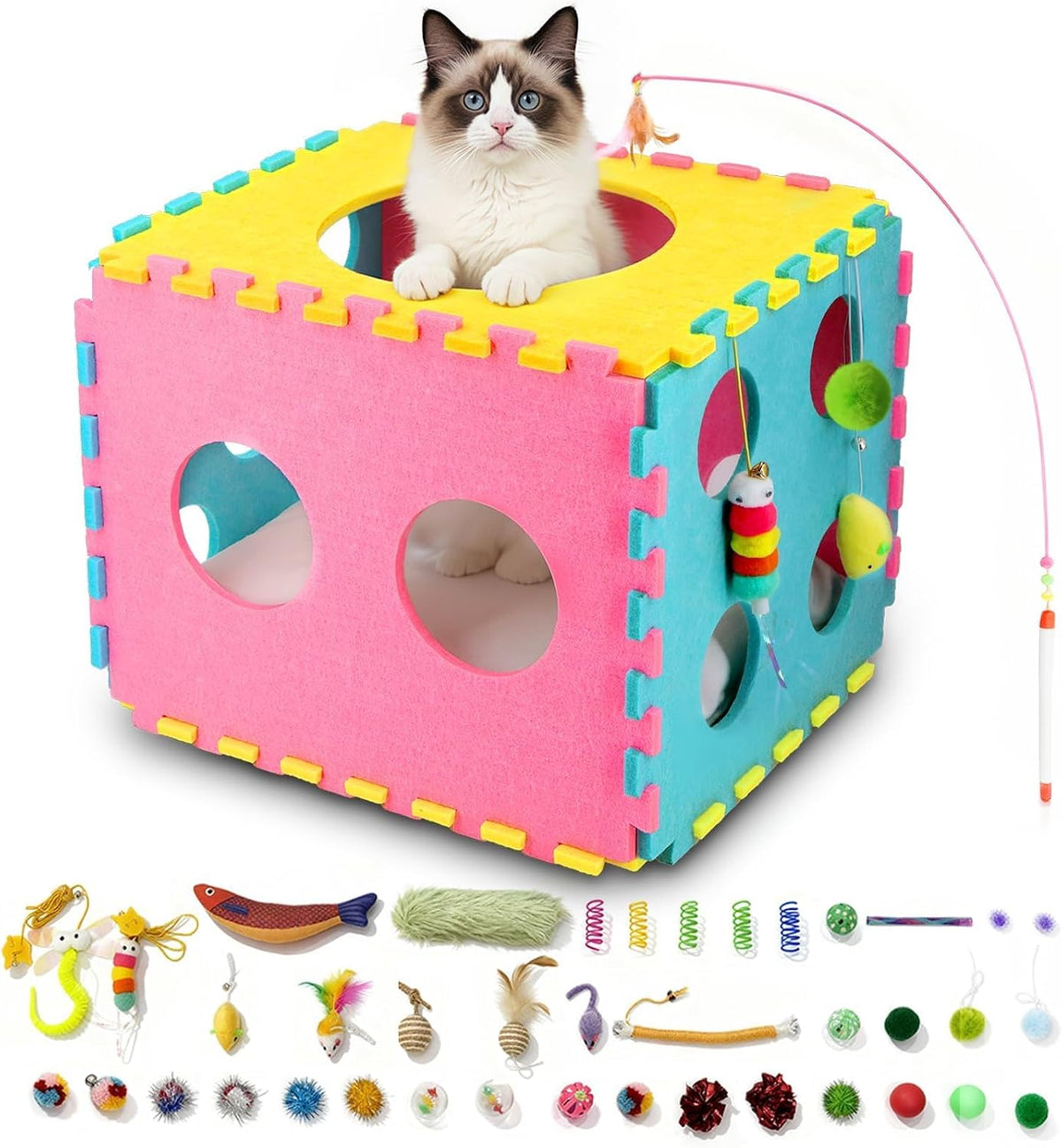 MOYMO 41 Piezas Juguetes Interactivos para Gatos de Interior, Jugue...