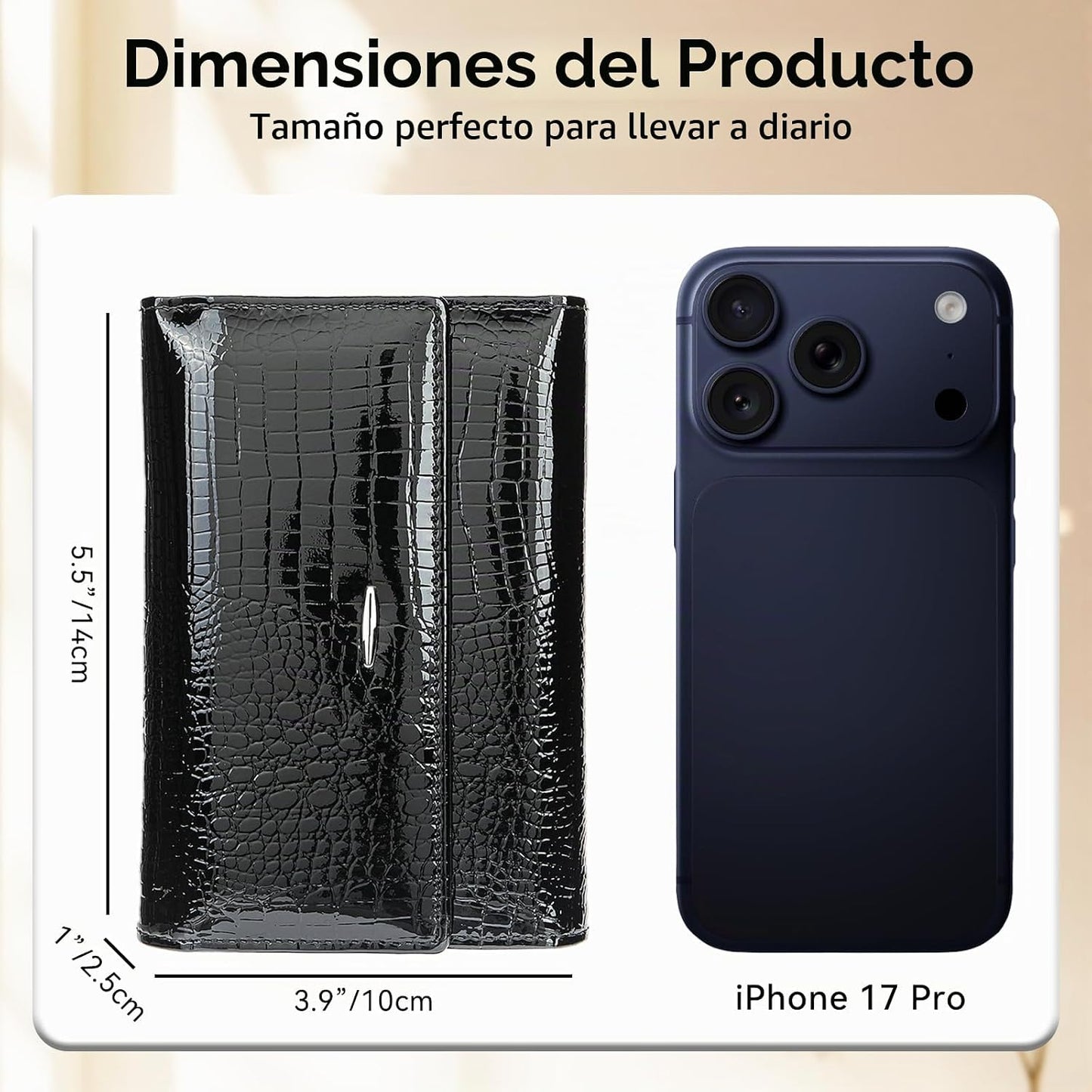 DAMAIKE Cartera de cuero encerado con aceite para mujer, cocodrilo...