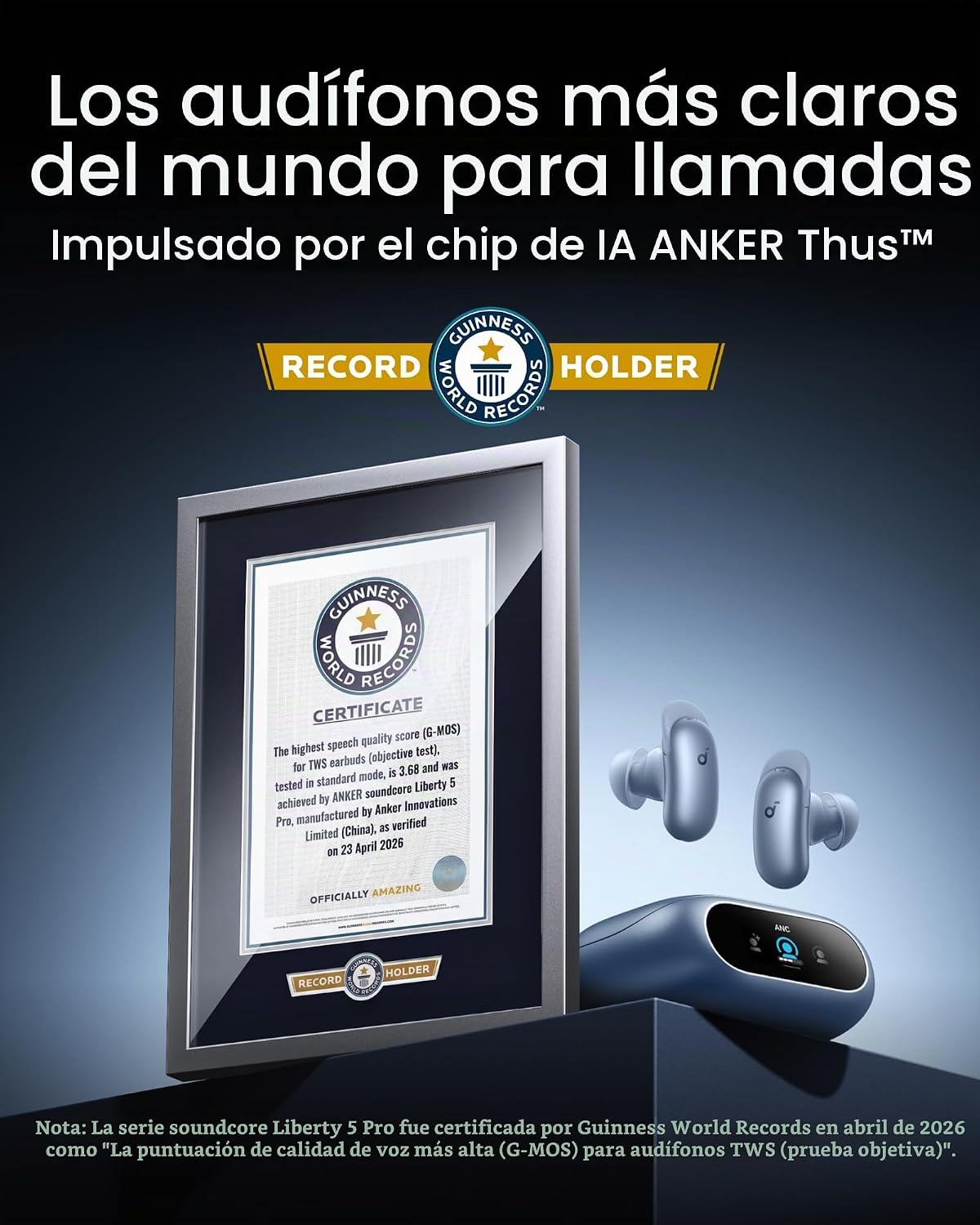 Soundcore Liberty 5 Pro,Calidad de llamada certificada por Guinness...