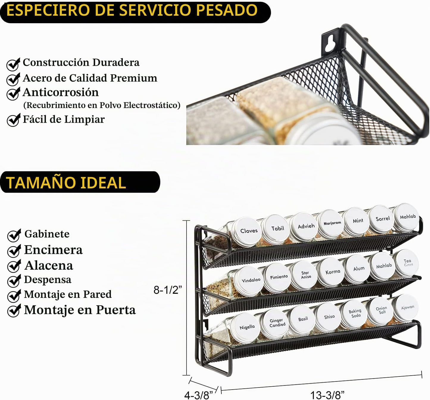 SpaceAid Organizador de Especieros con 21 Frascos de Especias, 386...
