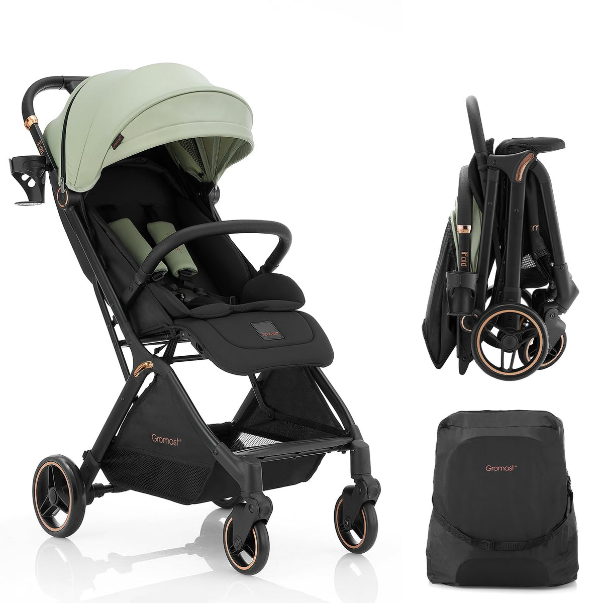 Gromast Gravity - Cochecito de bebé plegable \u2013 Cochecito portá...
