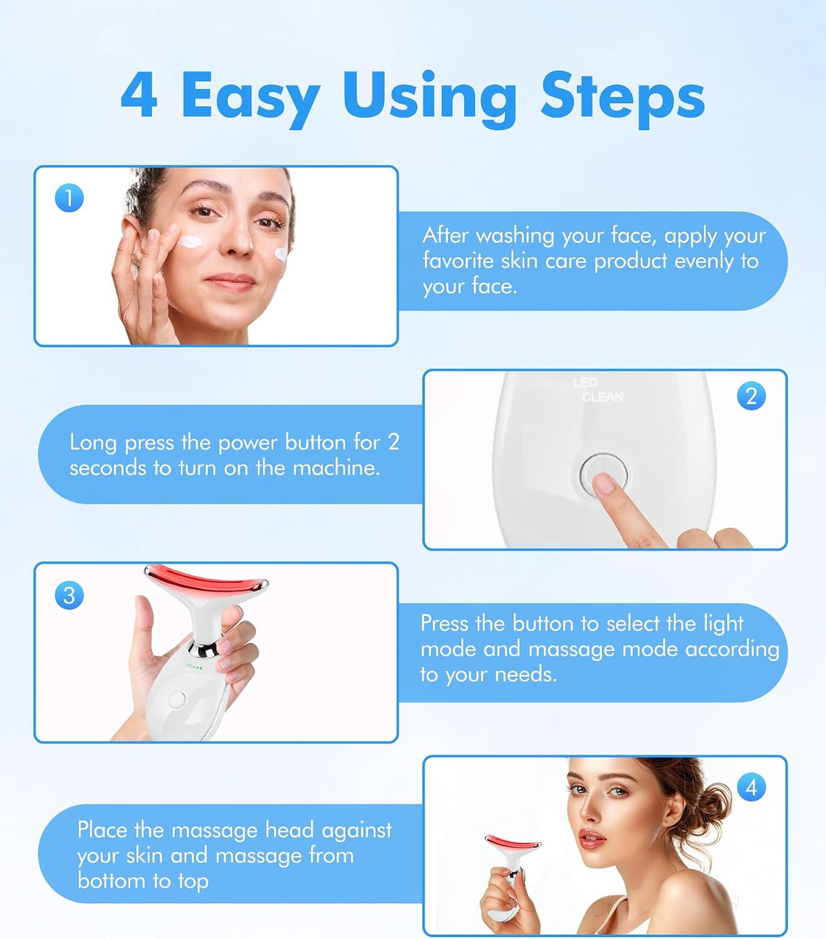 SDKWDH Terapia de luz roja para cara y cuello, herramienta de masaj...