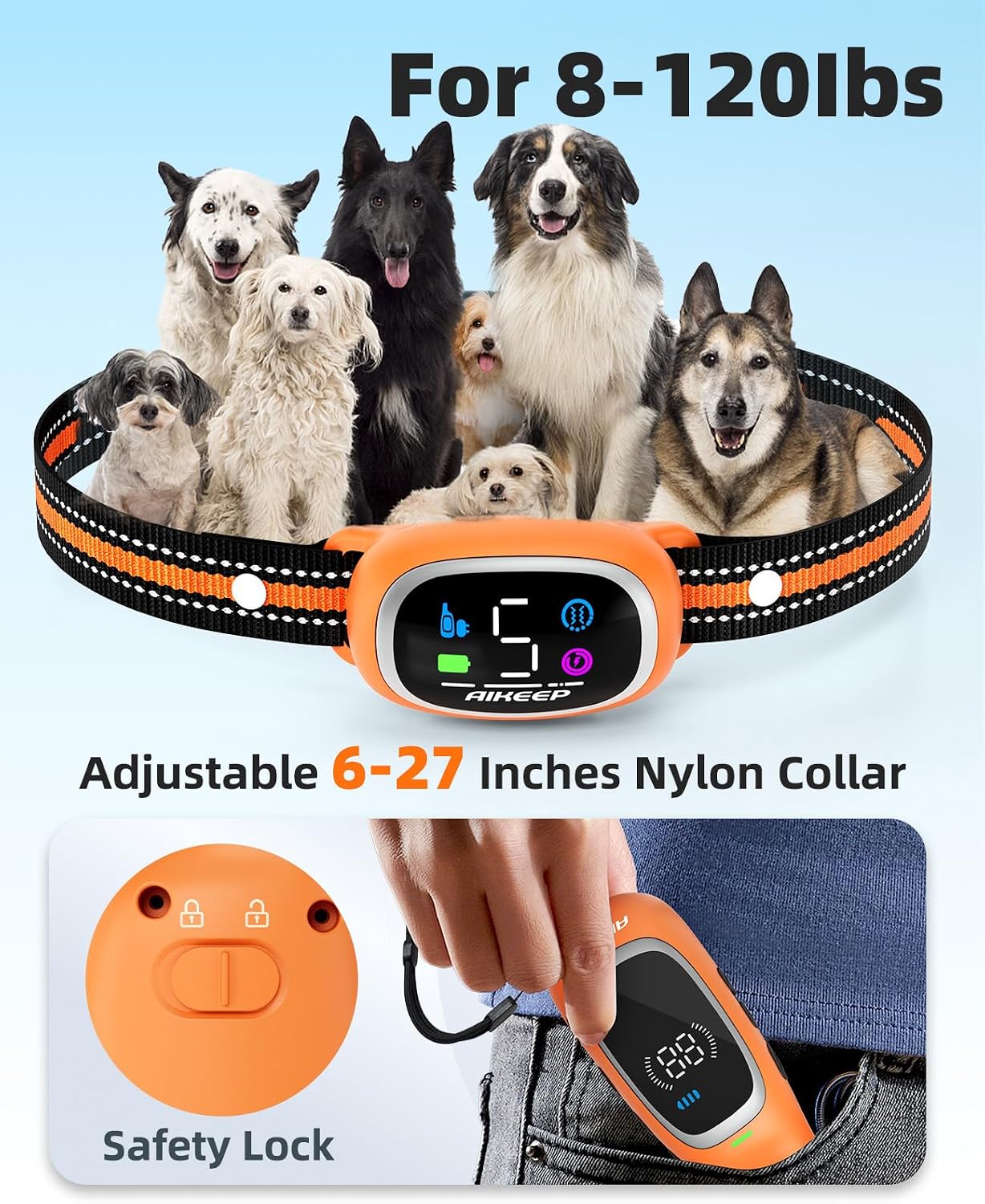 Collar de choque y antiladrido 2 en 1 para perros \u2013 Collar de...