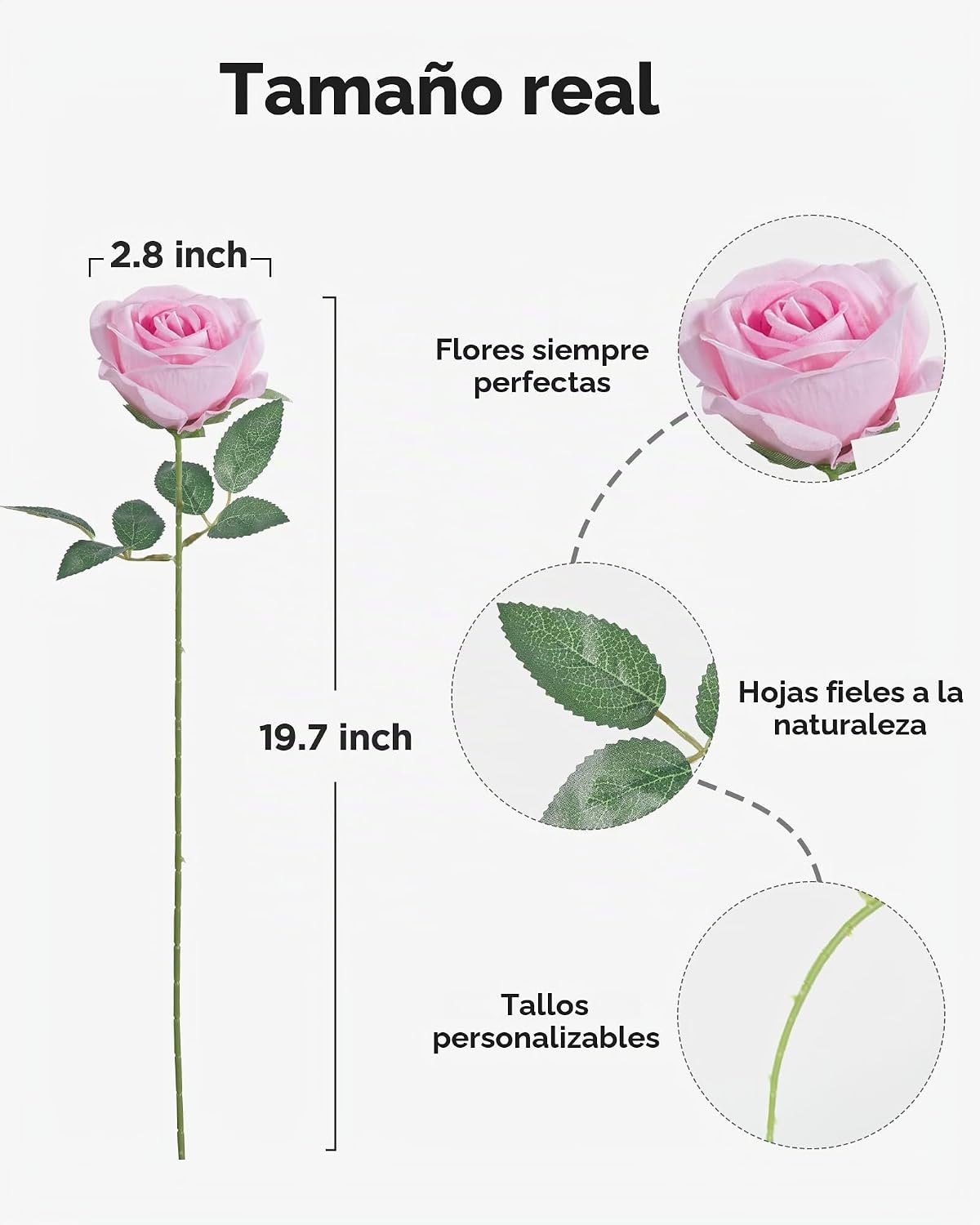 InnoGear 50 unidades de rosas rosa artificiales, flores artificiale...