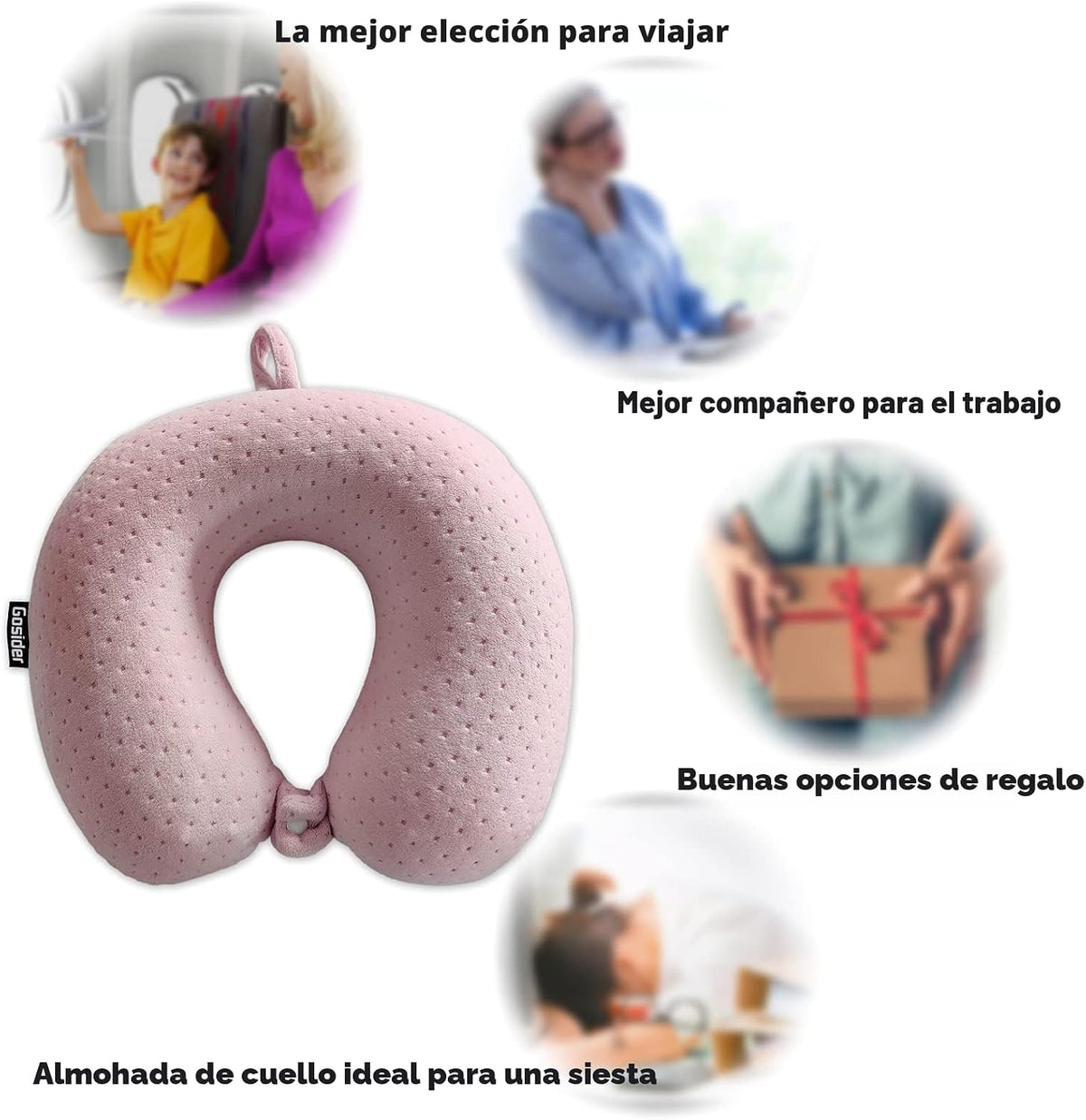 Almohadas Cervicales Gosider para Dormir y Viajar Rosa Almohada de...
