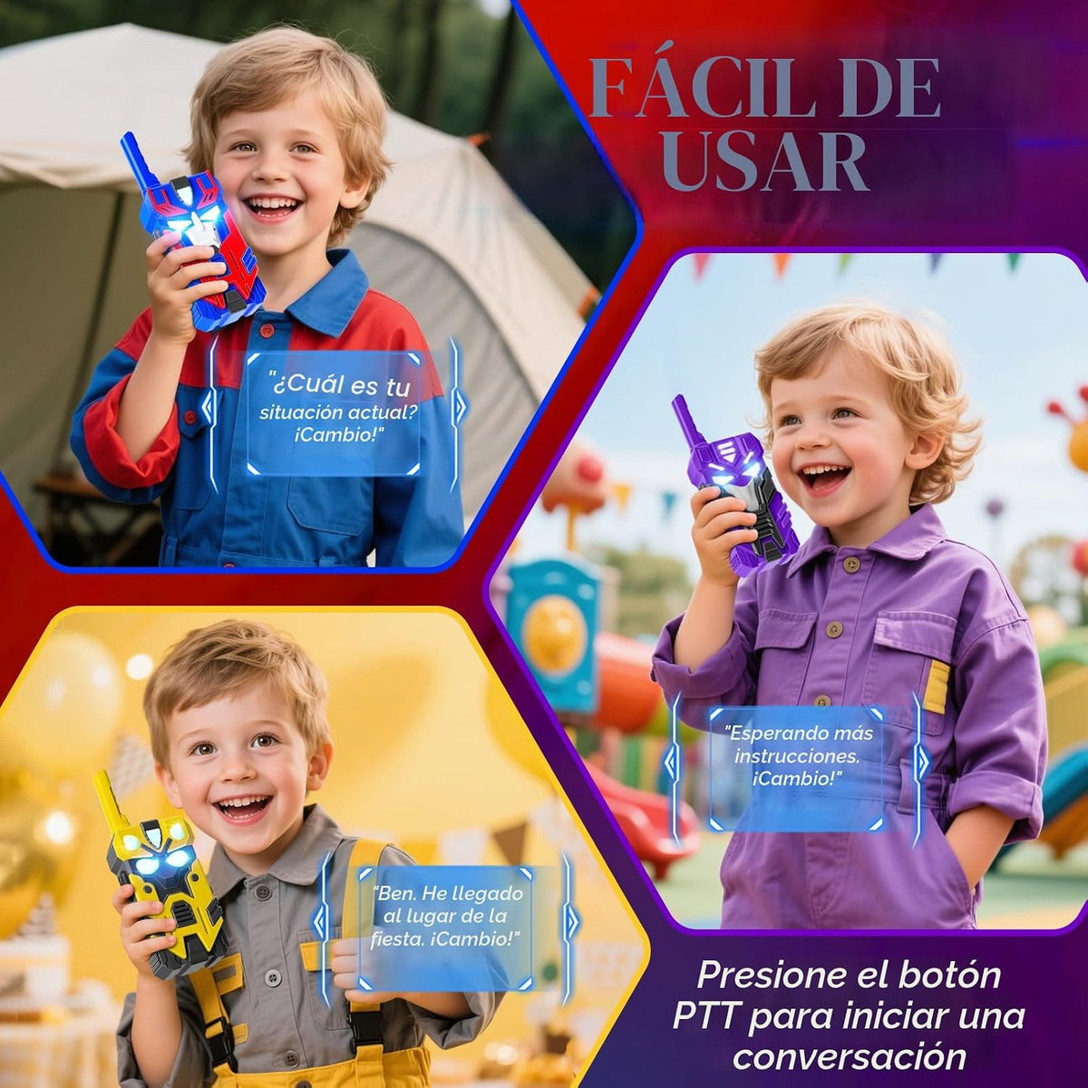 Walkie-talkies de transformación de juguetes para niños, paquete de...
