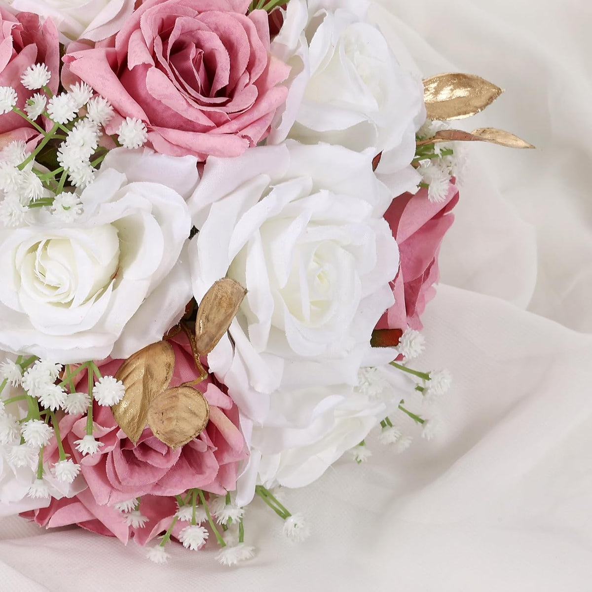 Qeedy Ramos de Boda para Novia - Flores de Seda Realistas Rosas Art...