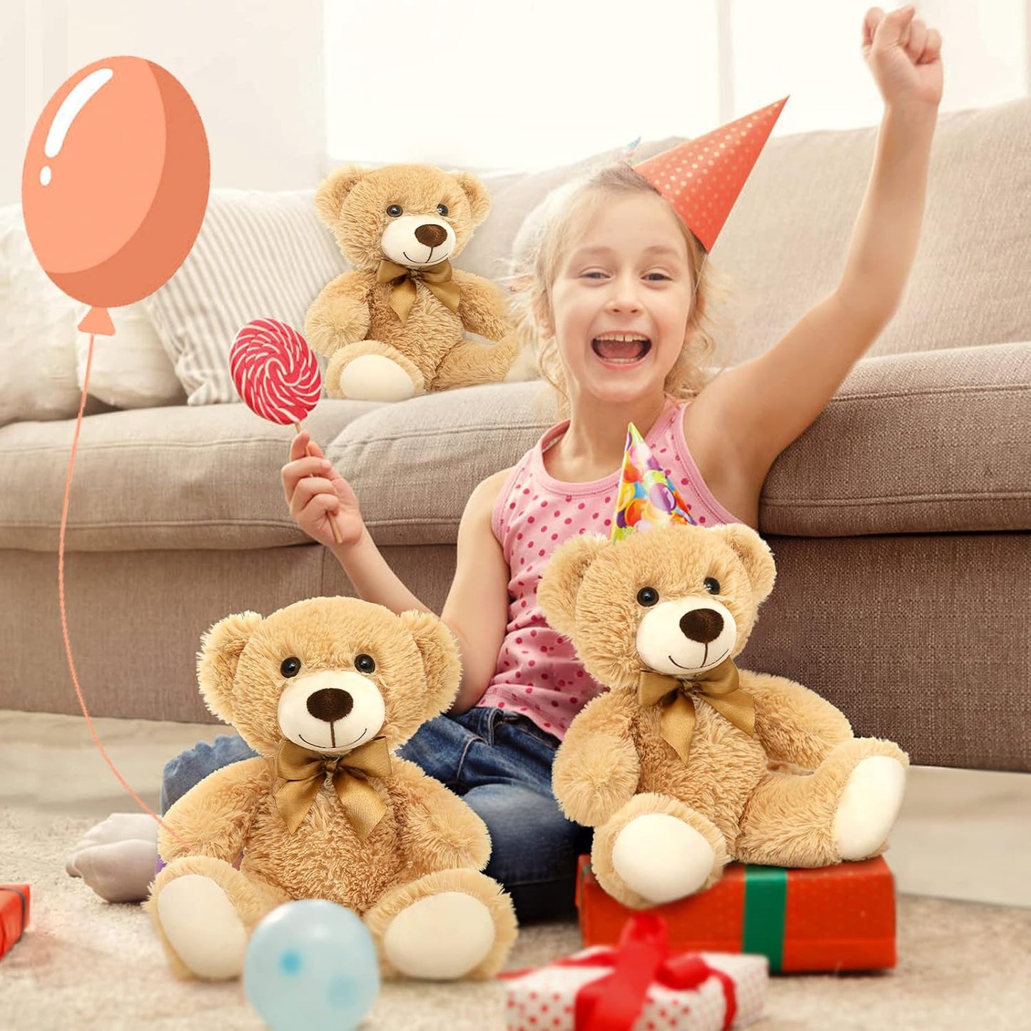 Tezituor Paquete de 3 osos de peluche a granel de 14 pulgadas para...