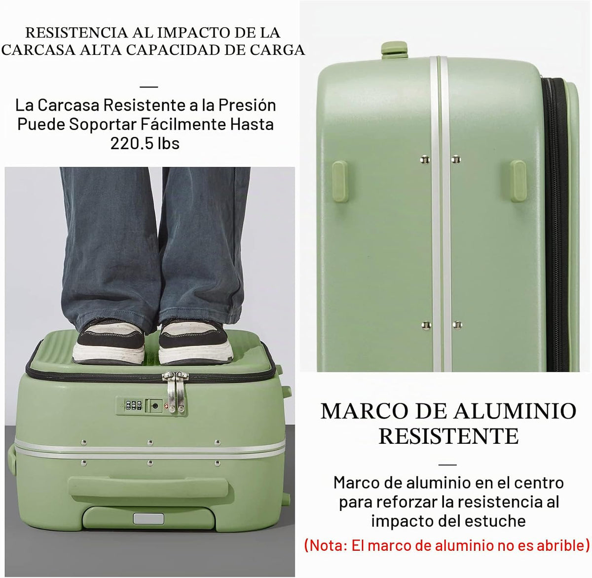 mixi Maletas de mano de 20 pulgadas con ruedas giratorias, maleta d...