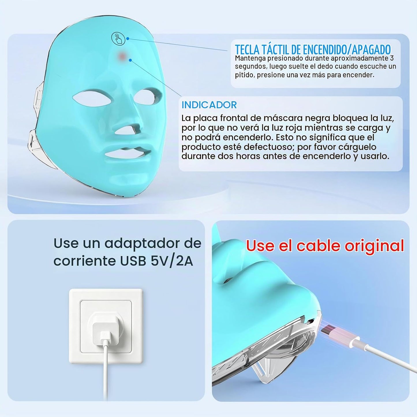 Máscara de luz roja SUERBEATY para la cara, máscara facial de luz r...