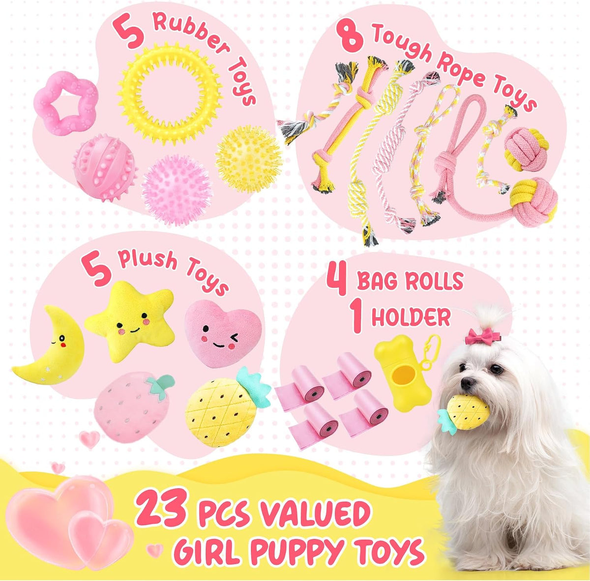 XIUGOAL Juguetes rosados \u200B\u200Bpara cachorros para la dentici...