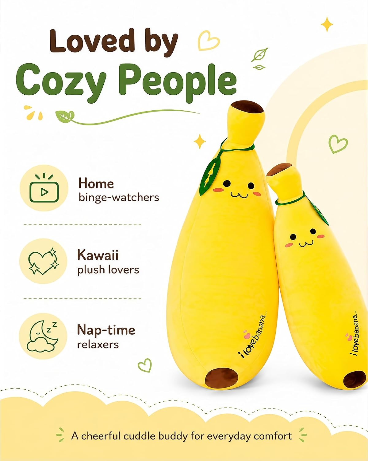 Bonita almohada de felpa de plátano, suave juguete de peluche de pl...