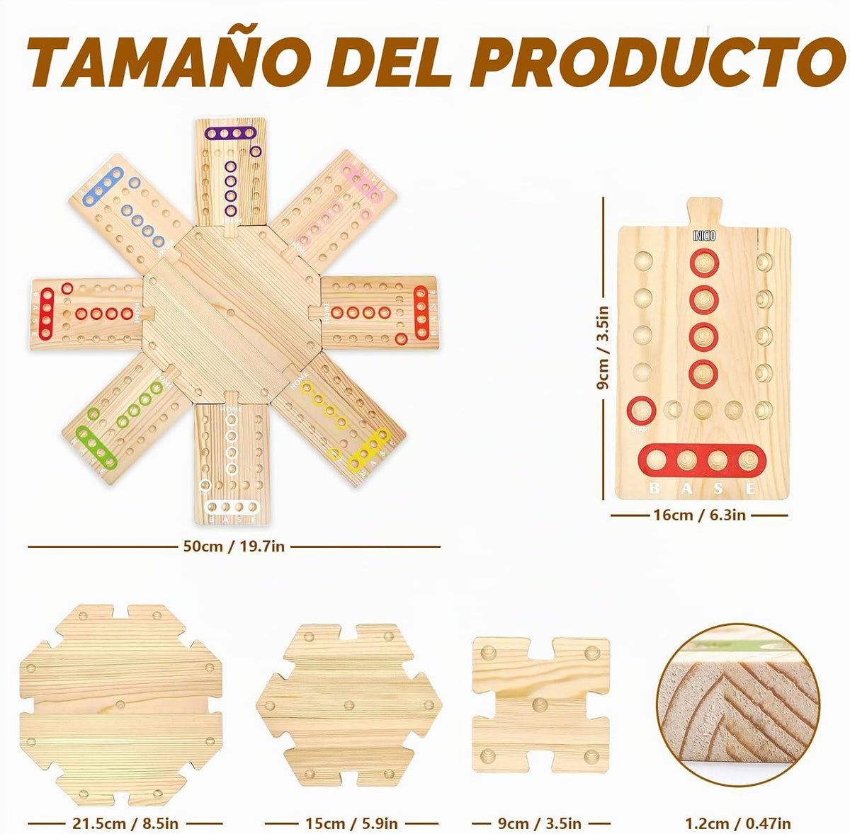 Juego de mesa de madera, juego de fiesta familiar para 2 a 8 jugado...
