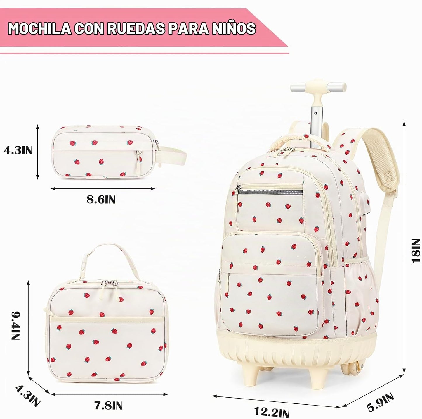 ACESAK 34 ES\/L, Fresa beige, Moderno | Mochila escolar con ruedas...